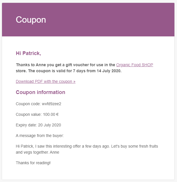 Received Coupon Message With Gift Card In Woocommerce Mail