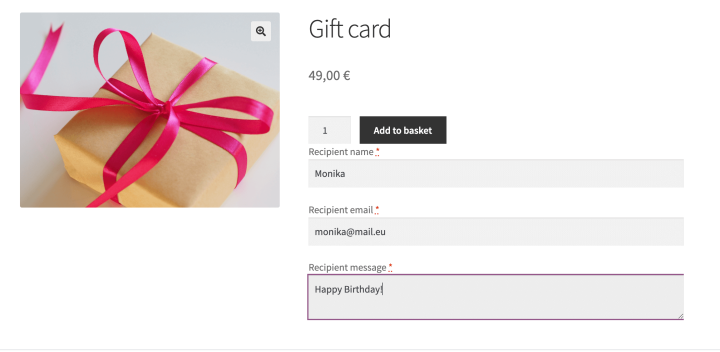 Gift card example
