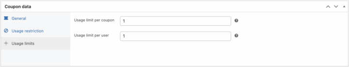 flexible coupons limit usage settings