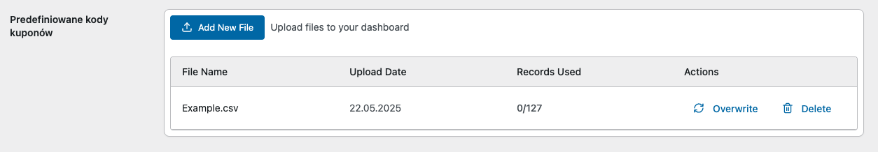 Flexible Coupons PRO - Codes Import Settings